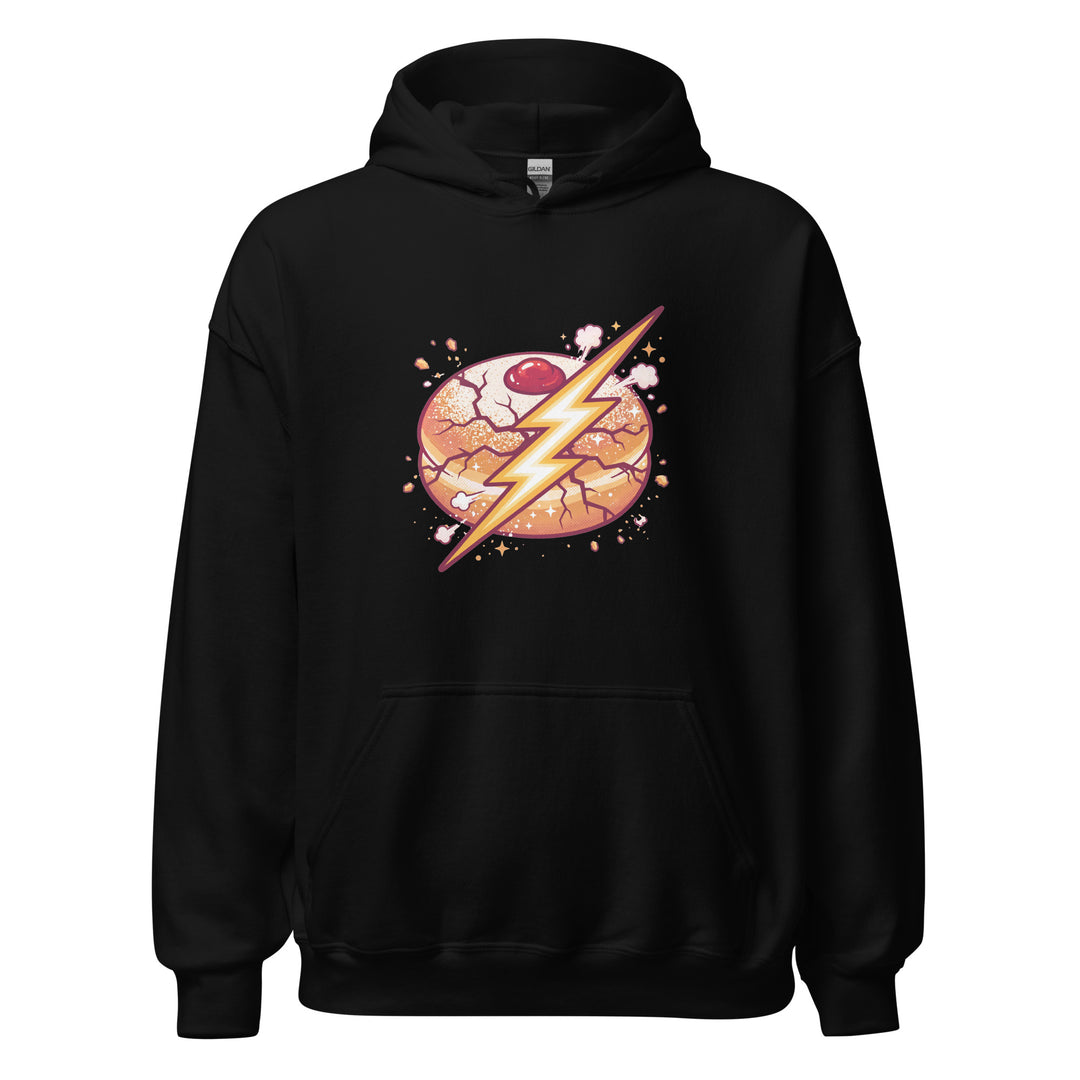 Sufganiyah Lightning Jewish pride hoodie in Black - front view