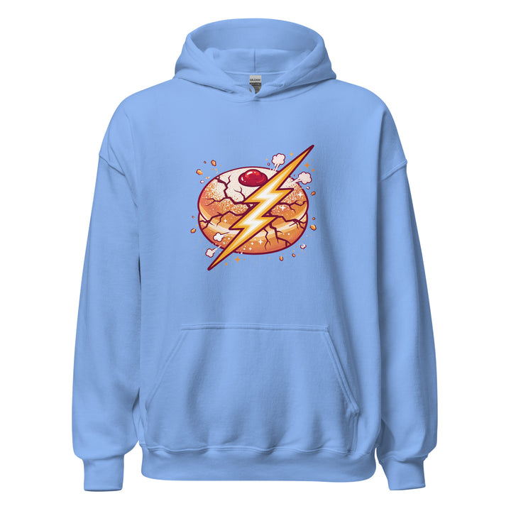 Sufganiyah Lightning Jewish pride hoodie in Carolina Blue - side view