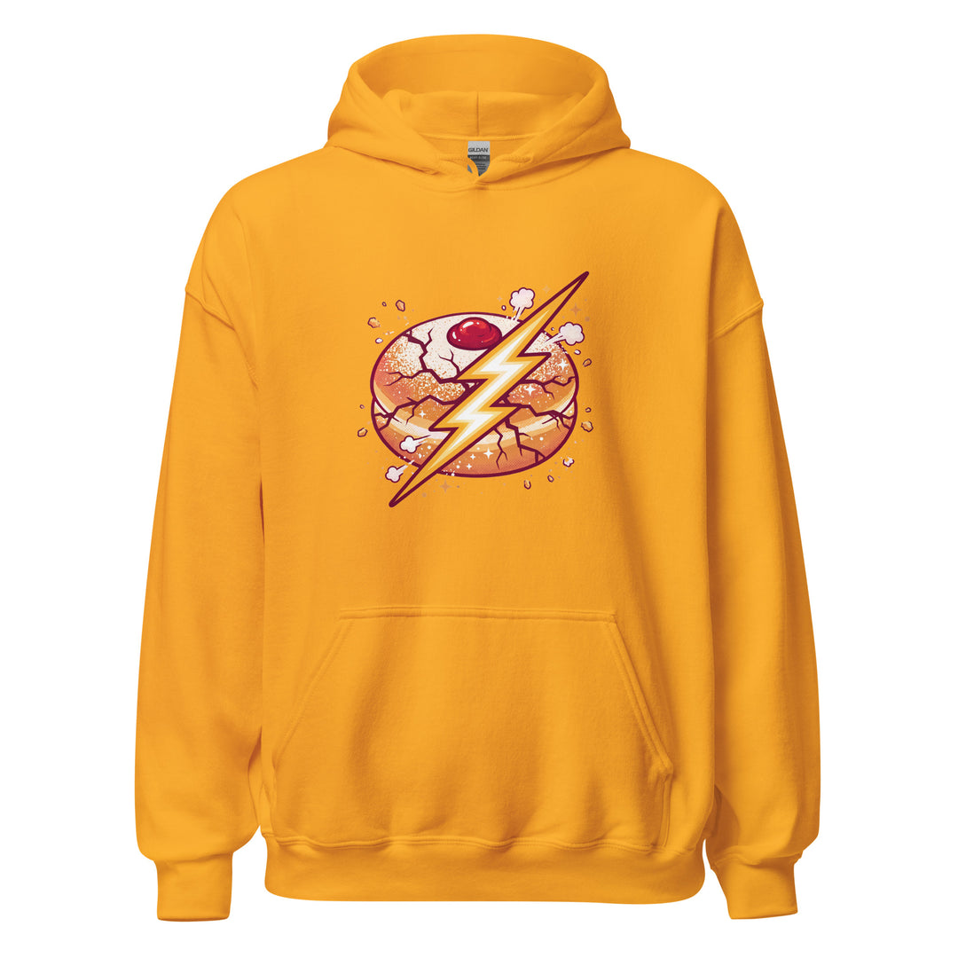 Sufganiyah Lightning Jewish pride hoodie in Gold - front view