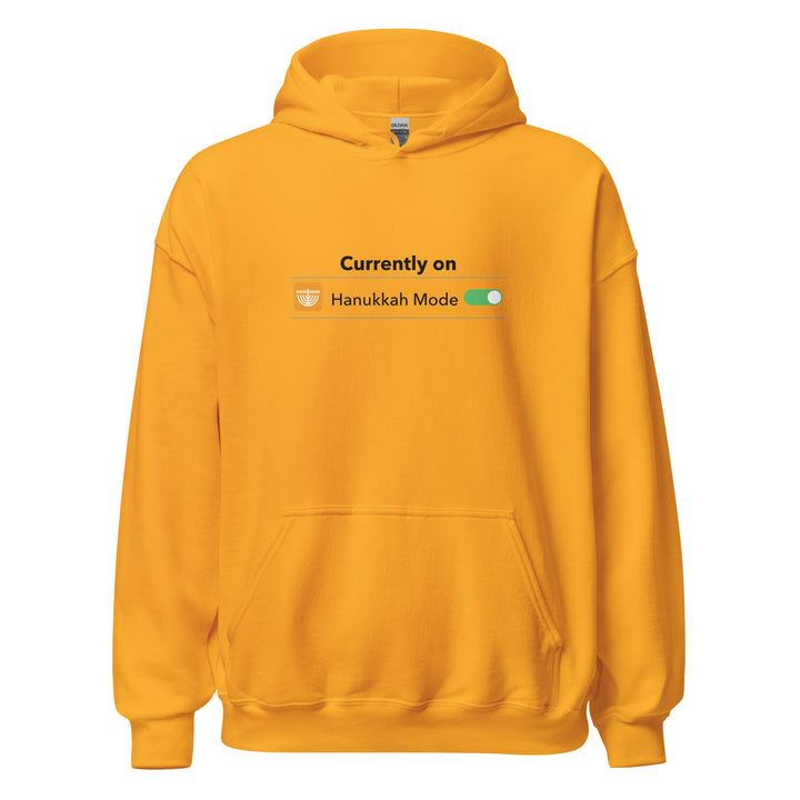 Hanukkah Mode Jewish pride hoodie in Gold - folded view