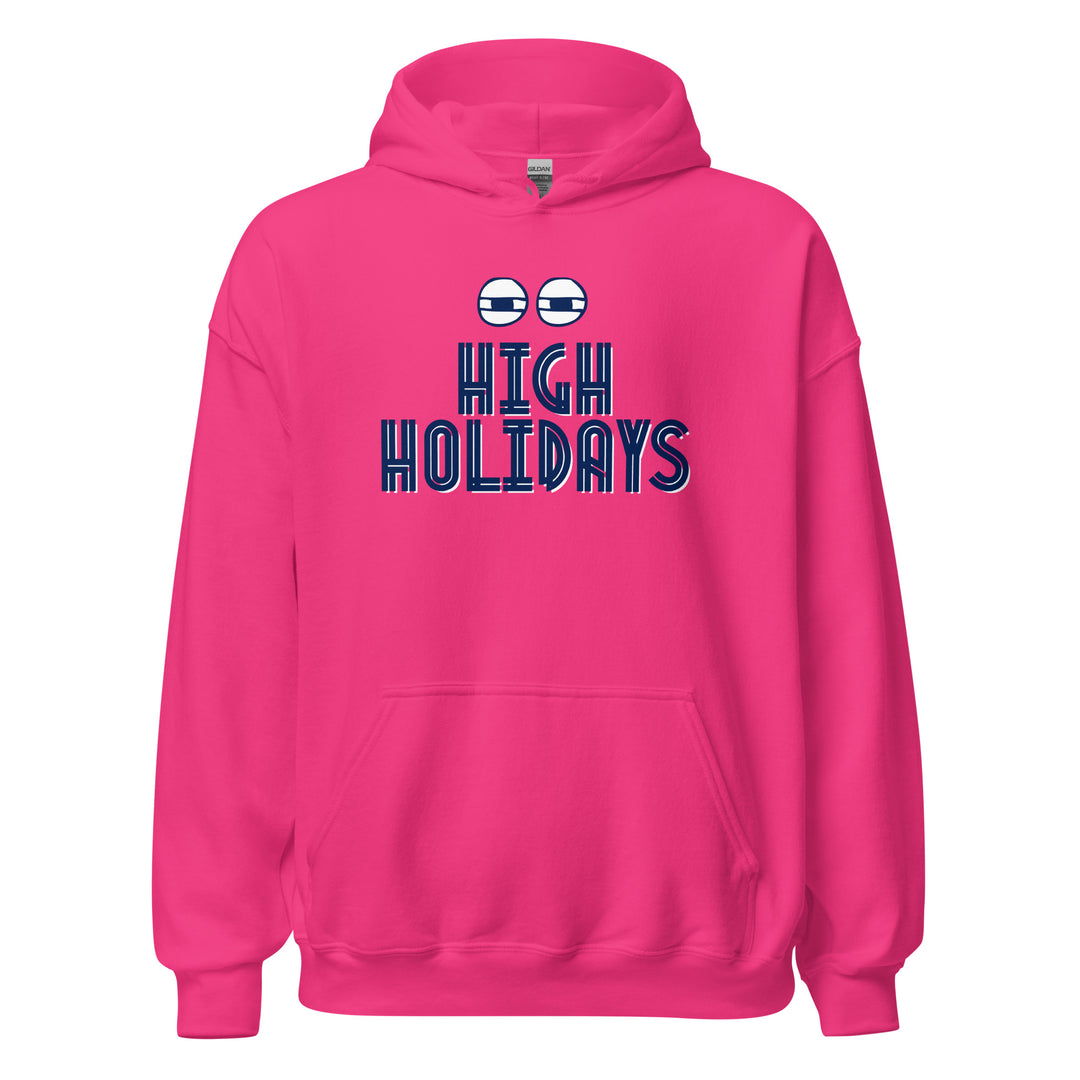 High Holidays Jewish pride hoodie in Heliconia - flat lay