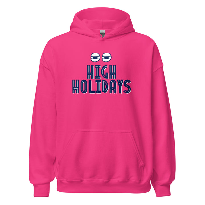 High Holidays Jewish pride hoodie in Heliconia - flat lay