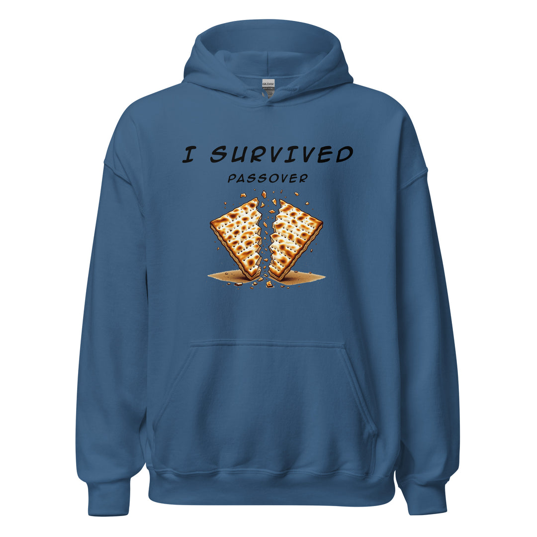 Passover Jewish pride hoodie in Indigo Blue - lifestyle shot