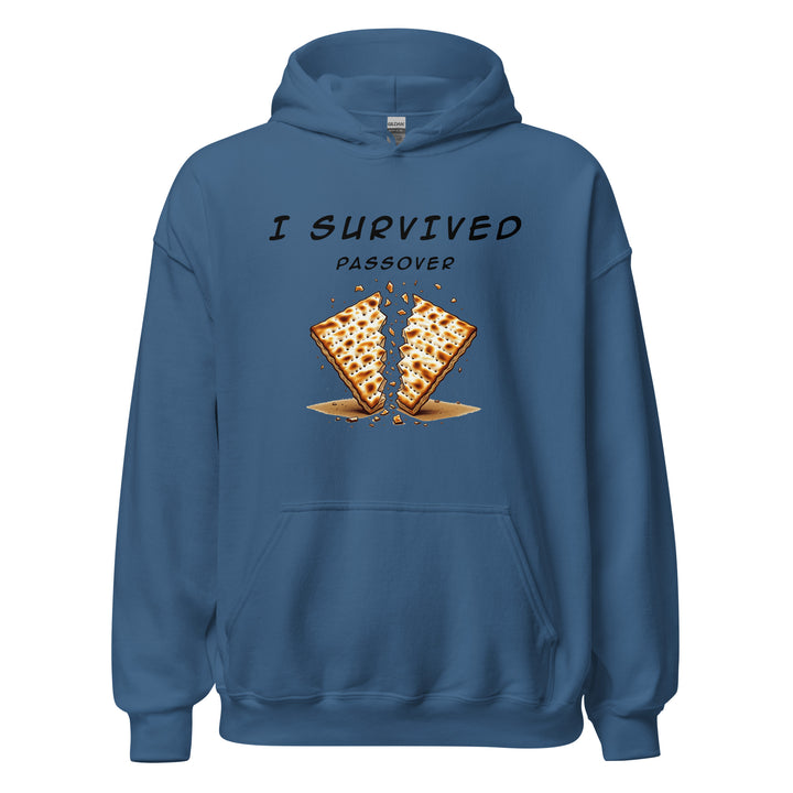 Passover Jewish pride hoodie in Indigo Blue - lifestyle shot