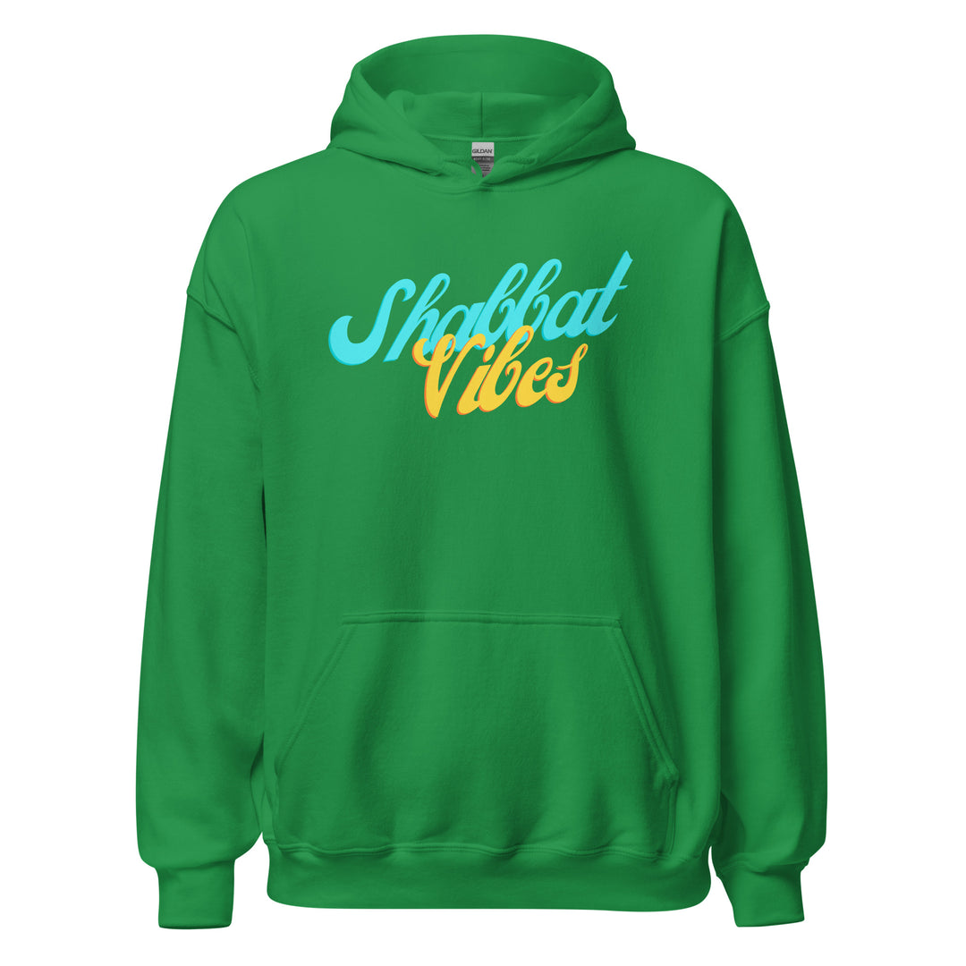 Shabbat Vibes Jewish pride hoodie in Irish Green - flat lay