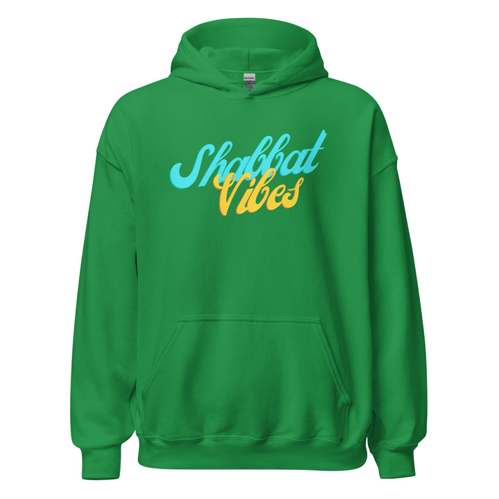 Shabbat Vibes Jewish pride hoodie in Irish Green - flat lay