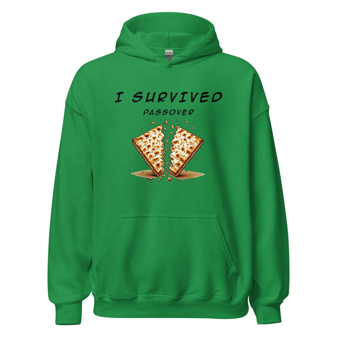 Passover Jewish pride hoodie in Irish Green - flat lay