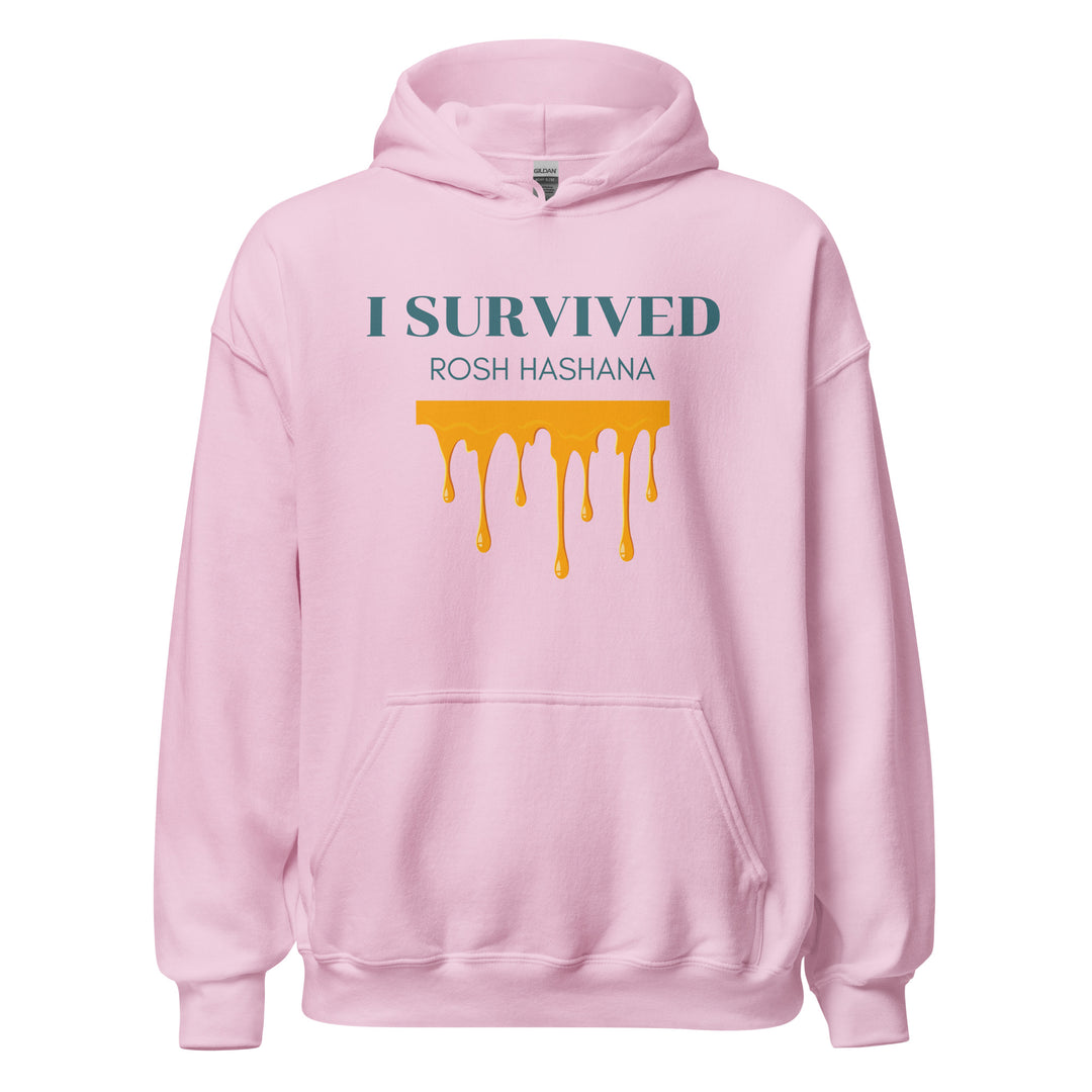 I Survived Rosh HaShana Jewish pride hoodie in Light Pink - front view