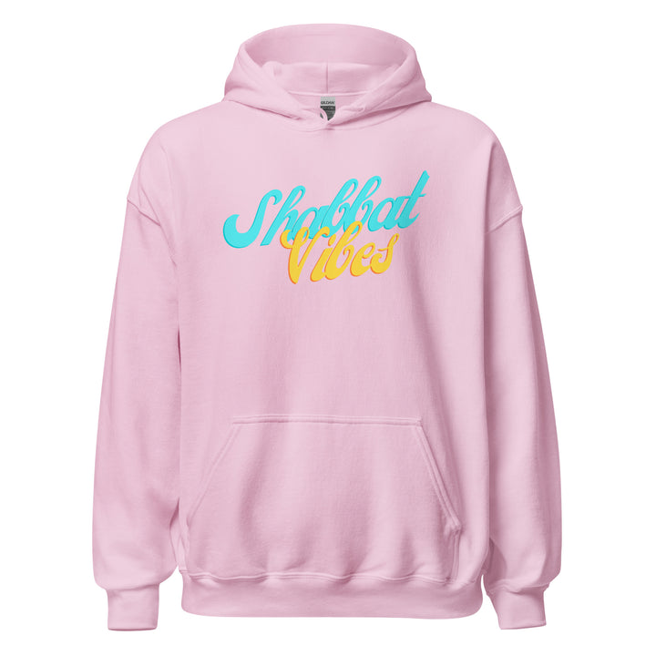 Shabbat Vibes Jewish pride hoodie in Light Pink - detail view