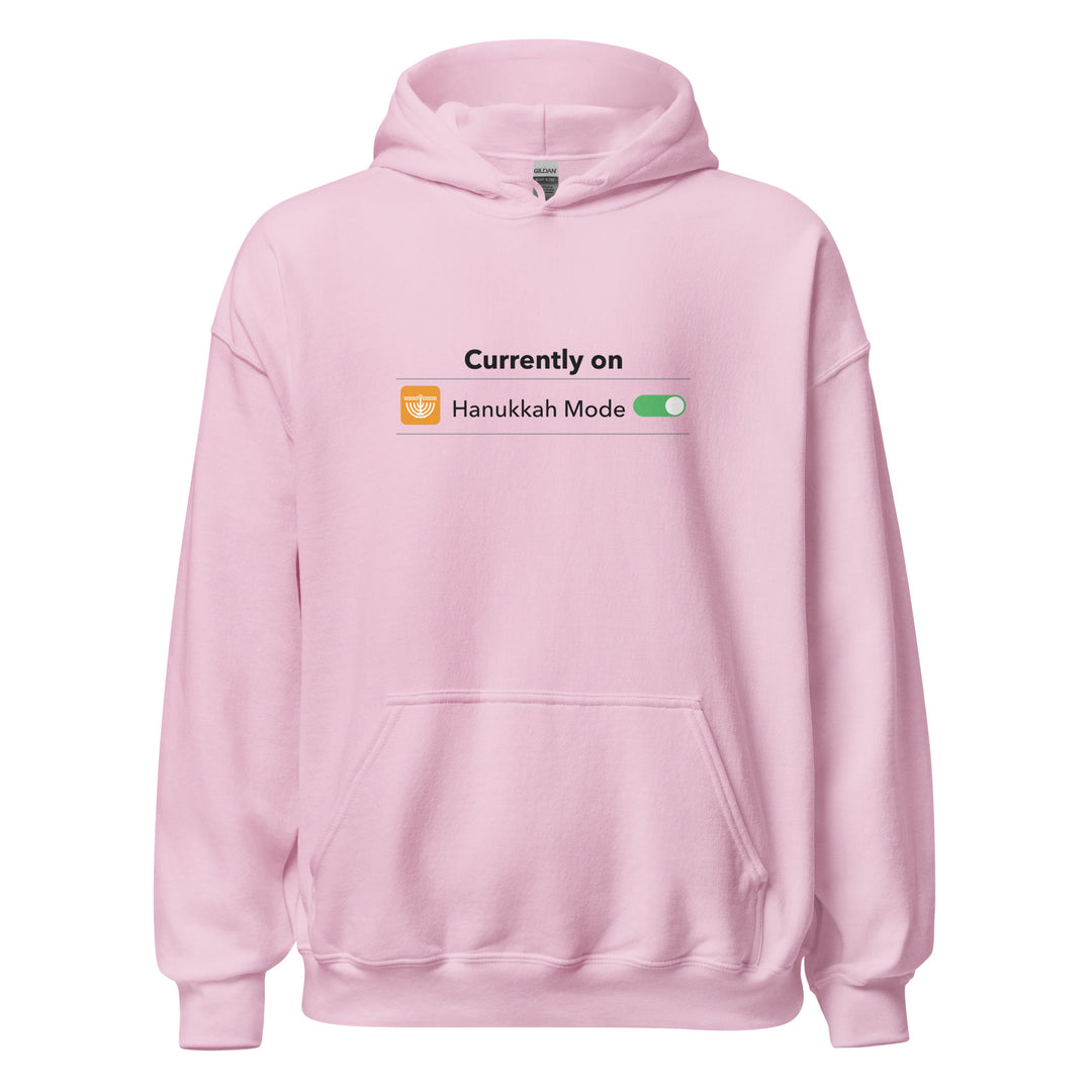 Hanukkah Mode Jewish pride hoodie in Light Pink - detail view