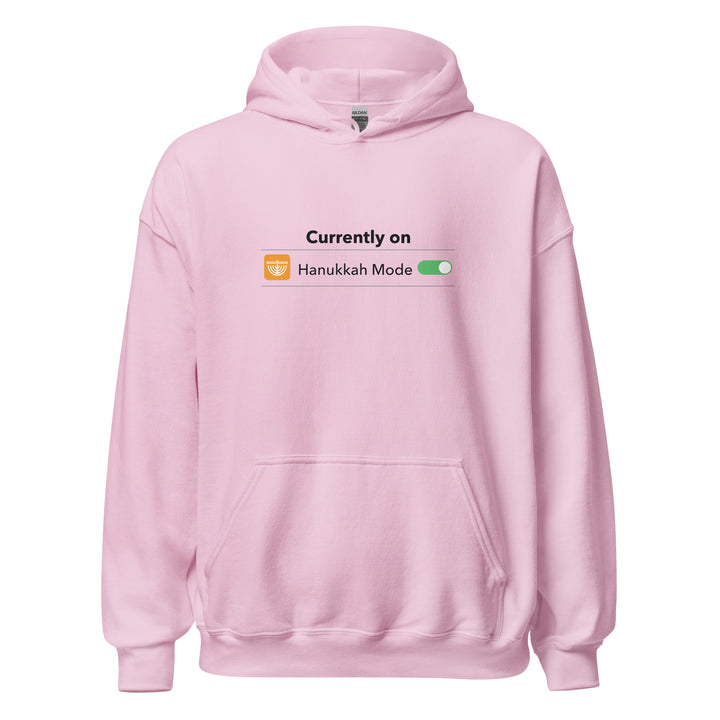 Hanukkah Mode Jewish pride hoodie in Light Pink - detail view