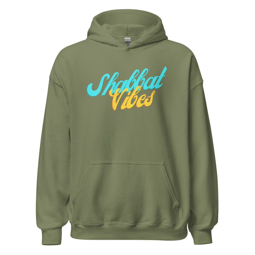 Shabbat Vibes Jewish pride hoodie in Military Green - side view