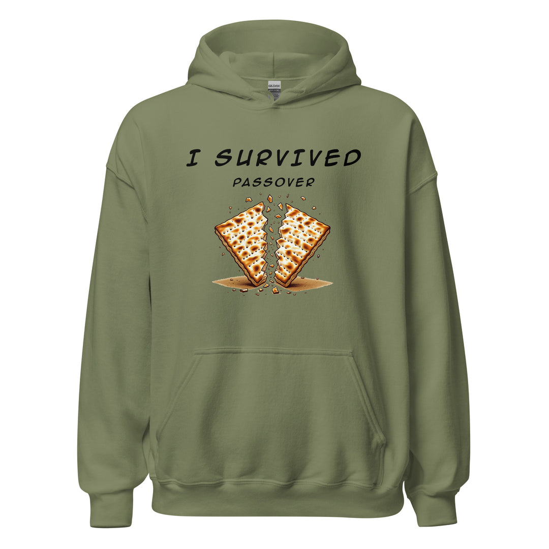 Passover Jewish pride hoodie in Military Green - back view