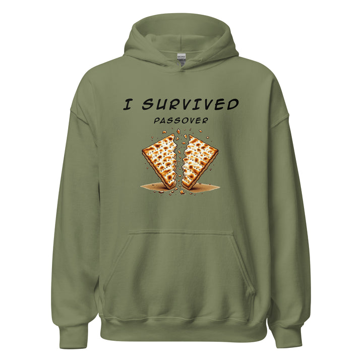 Passover Jewish pride hoodie in Military Green - back view