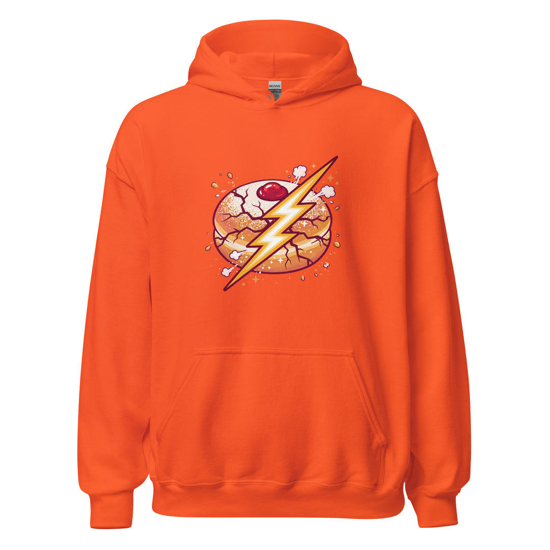 Sufganiyah Lightning Jewish pride hoodie in Orange - lifestyle shot