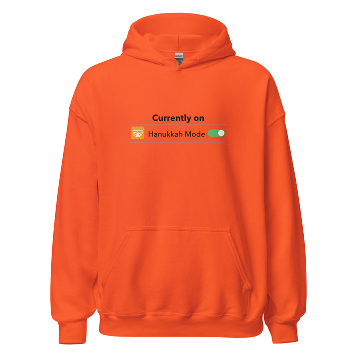 Hanukkah Mode Jewish pride hoodie in Orange - flat lay