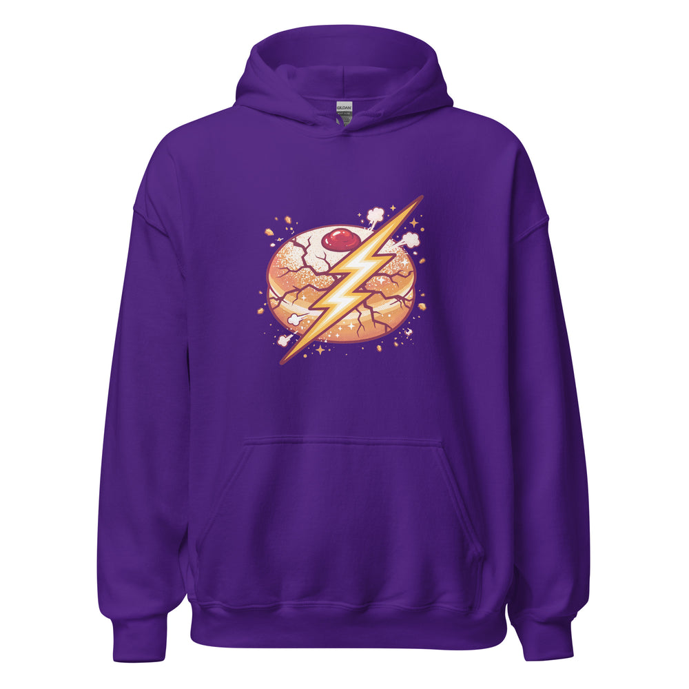 Sufganiyah Lightning Jewish pride hoodie in Purple - back view