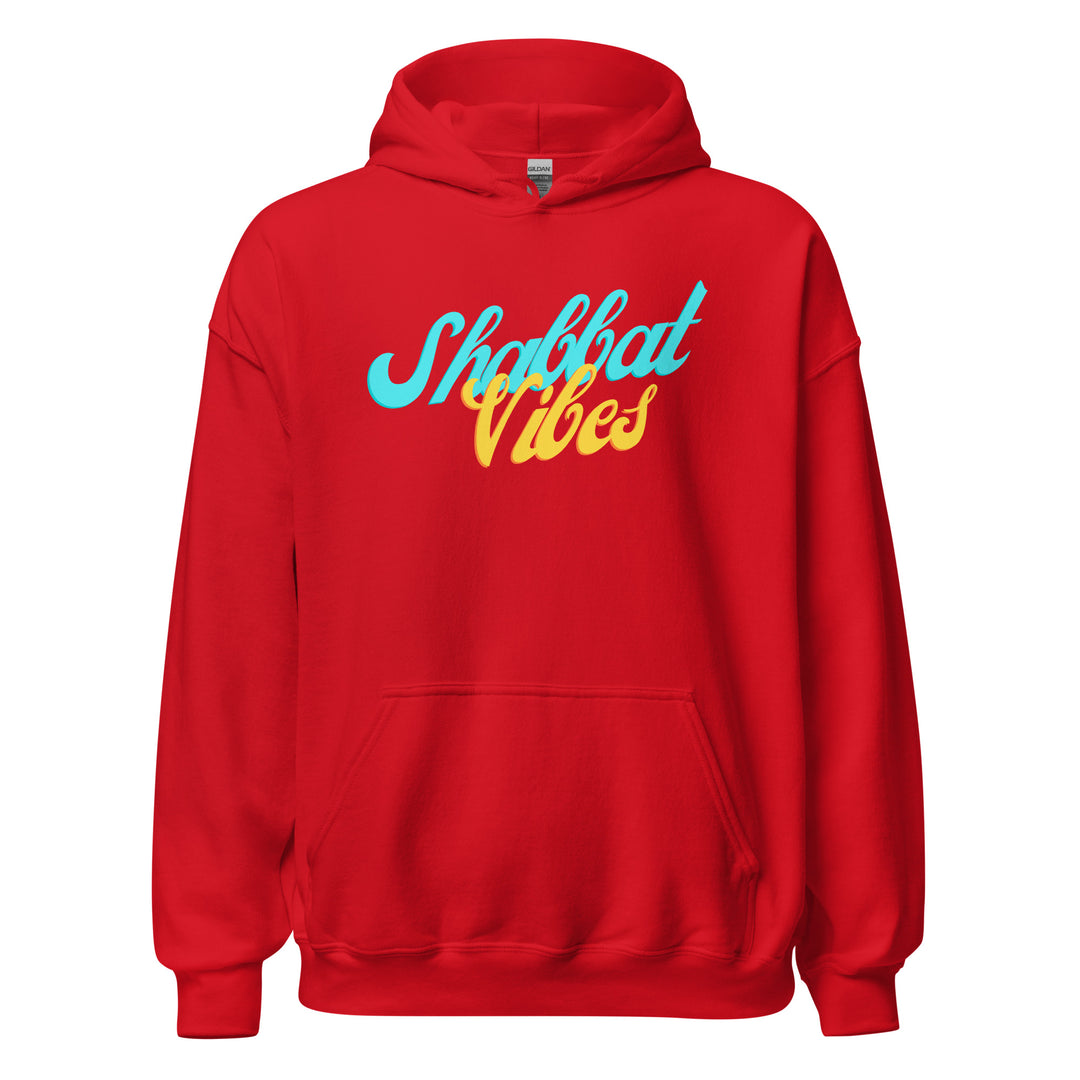 Shabbat Vibes Jewish pride hoodie in Red - detail view