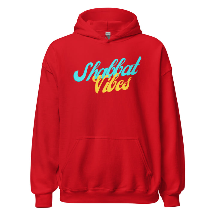 Shabbat Vibes Jewish pride hoodie in Red - detail view