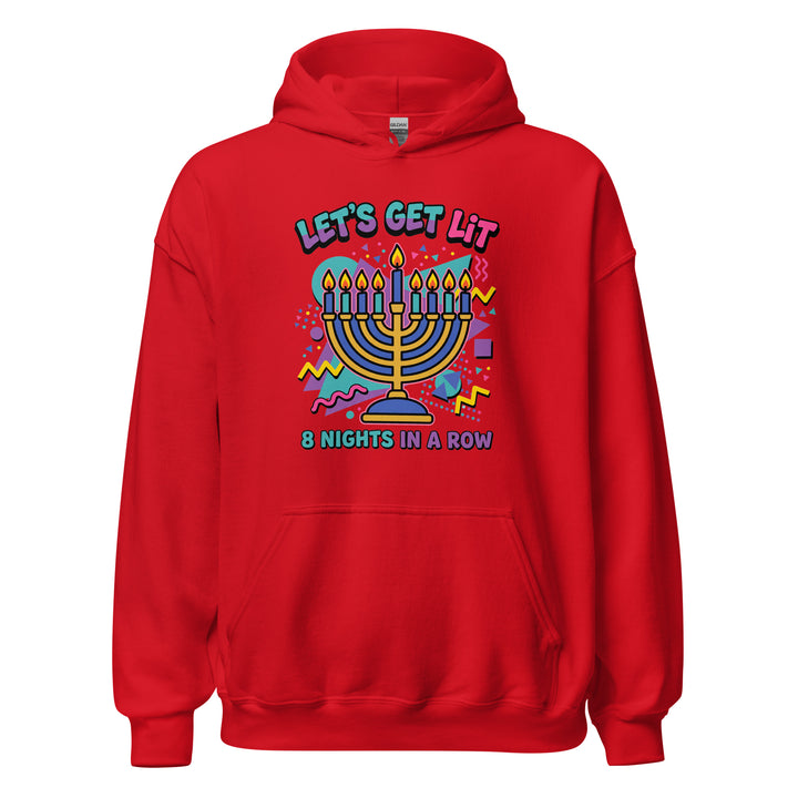 Lets Get Lit 90s Jewish pride hoodie in Red - back view