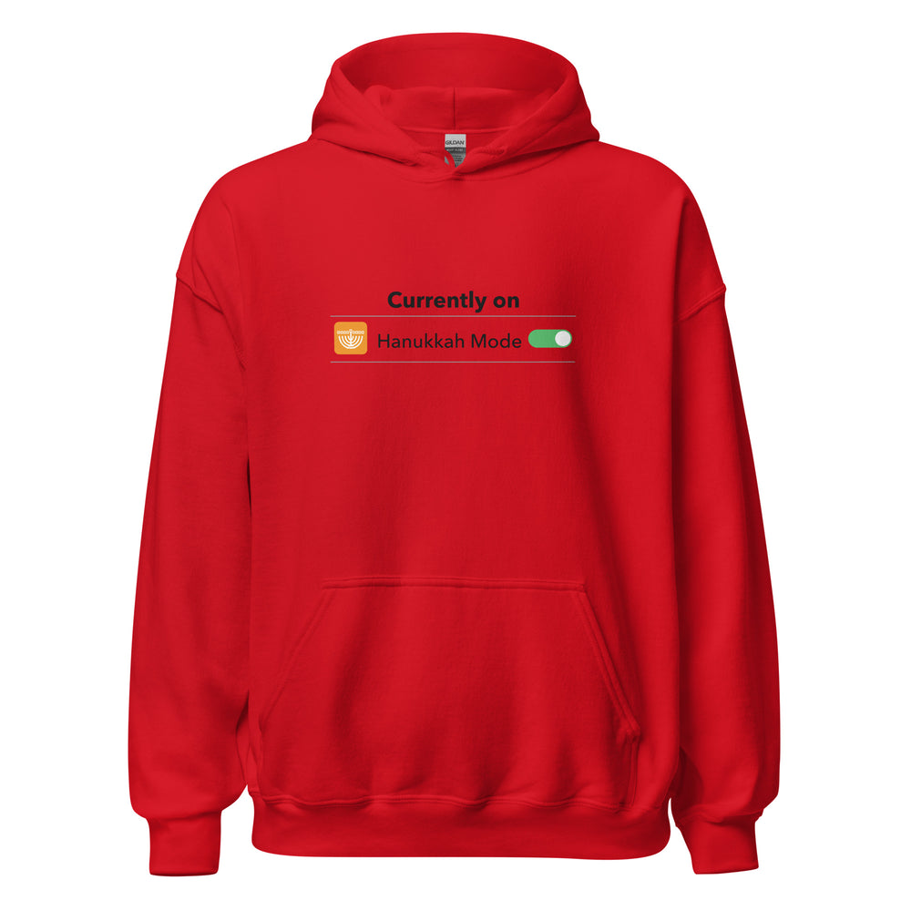 Hanukkah Mode Jewish pride hoodie in Red - back view