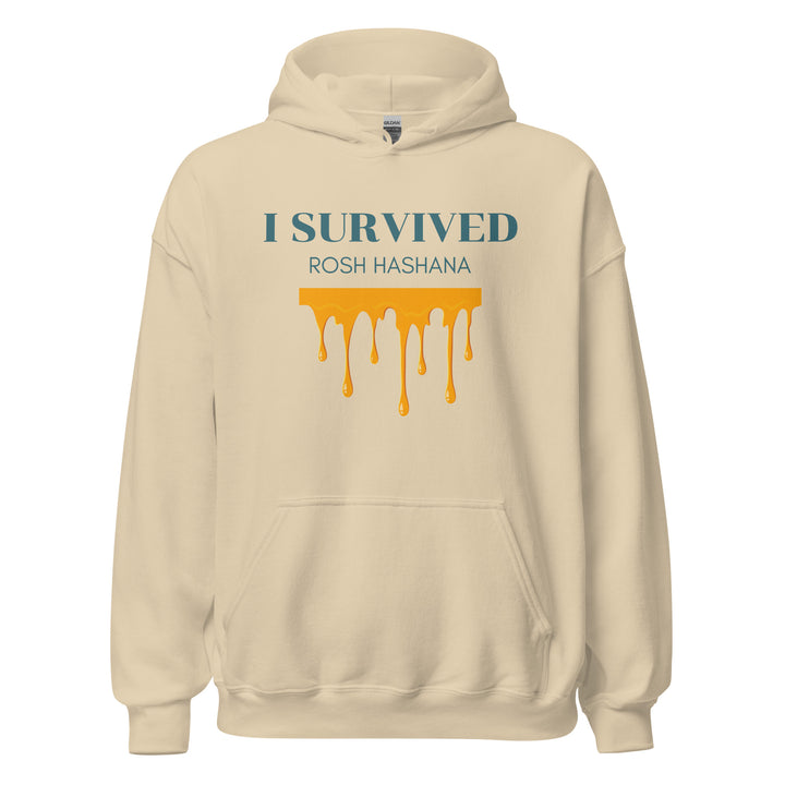 I Survived Rosh HaShana Jewish pride hoodie in Sand - folded view