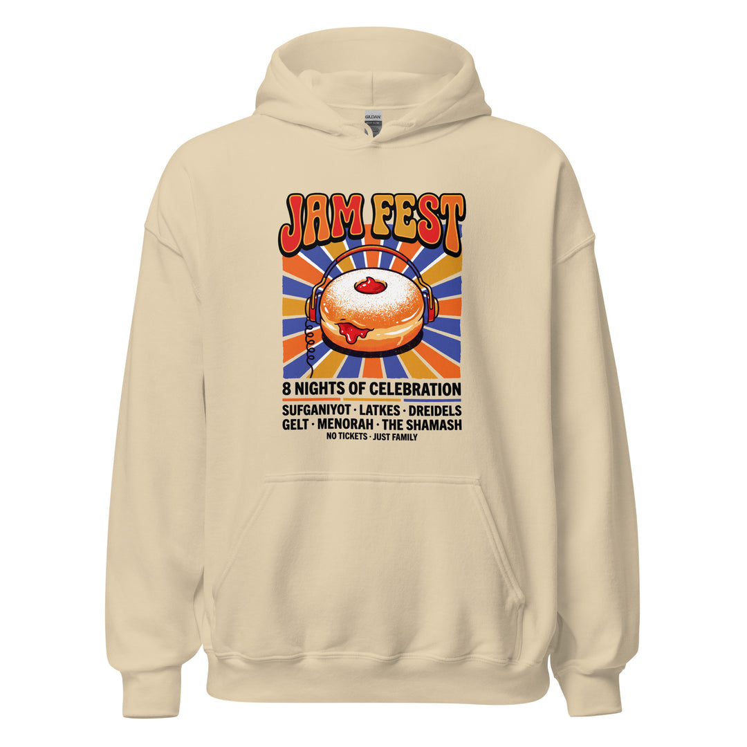 Jam Fest 8 Nights Jewish pride hoodie in Sand - detail view