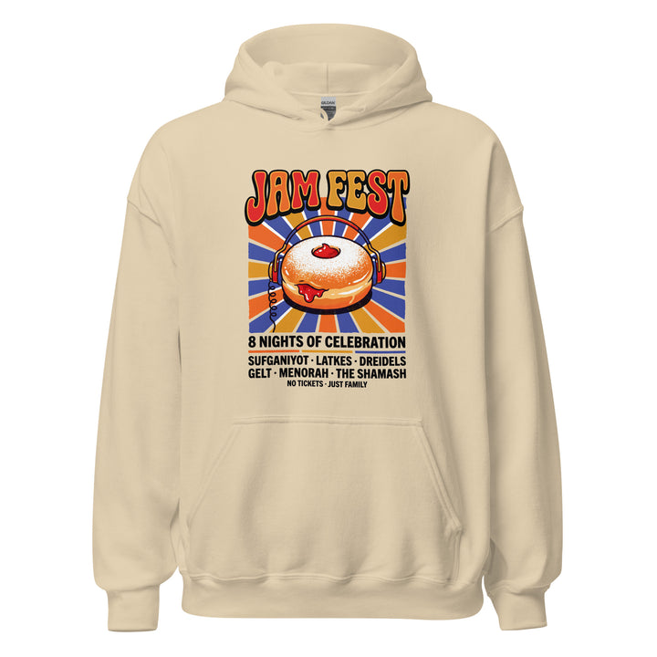 Jam Fest 8 Nights Jewish pride hoodie in Sand - detail view