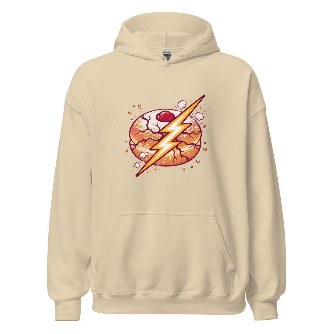 Sufganiyah Lightning Jewish pride hoodie in Sand - back view
