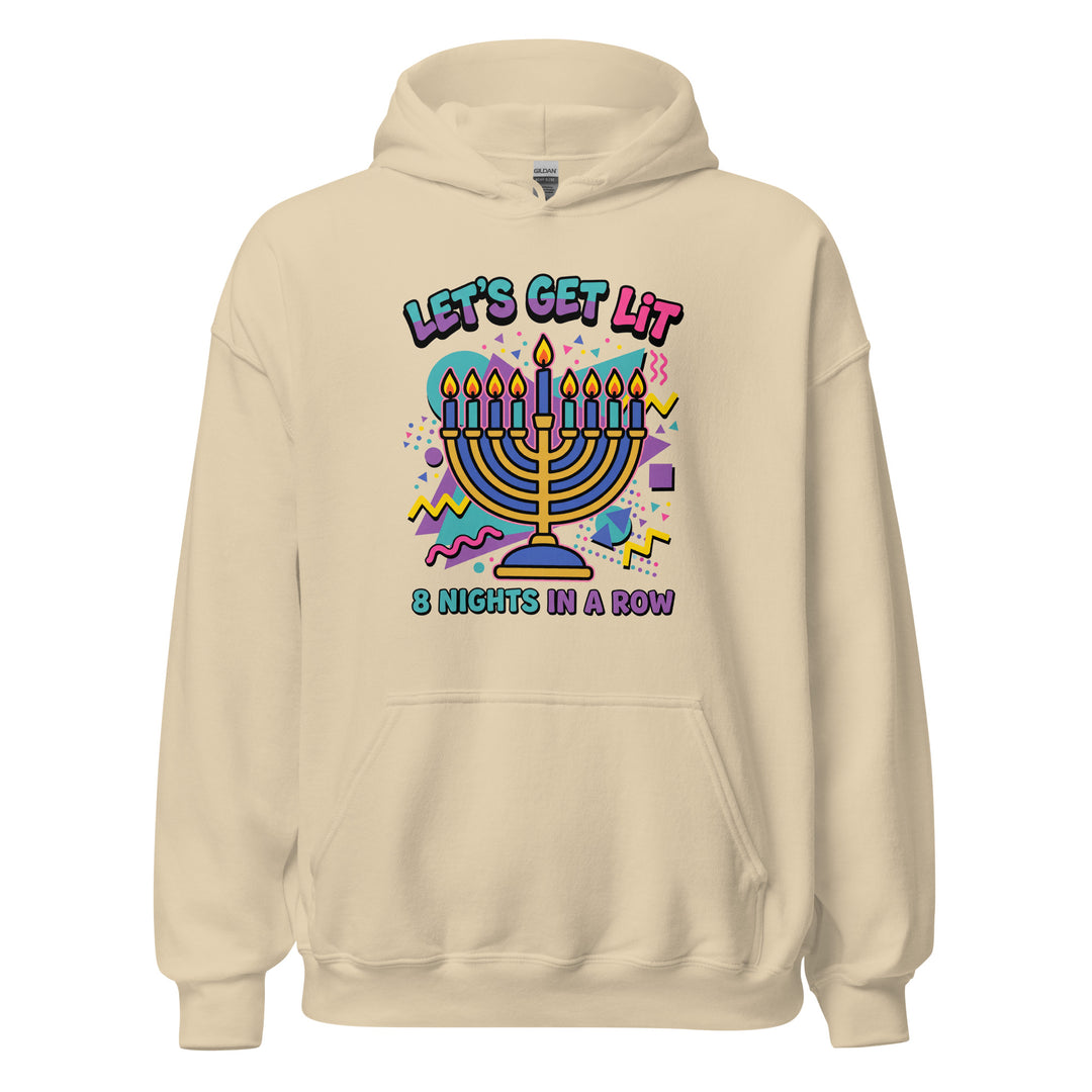 Lets Get Lit 90s Jewish pride hoodie in Sand - detail view