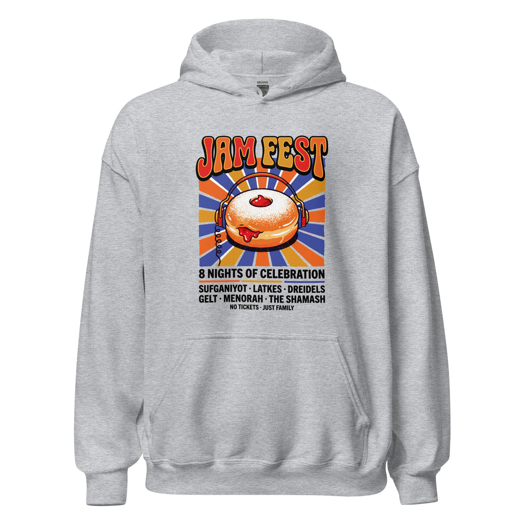 Jam Fest 8 Nights Jewish pride hoodie in Sport Grey - lifestyle shot