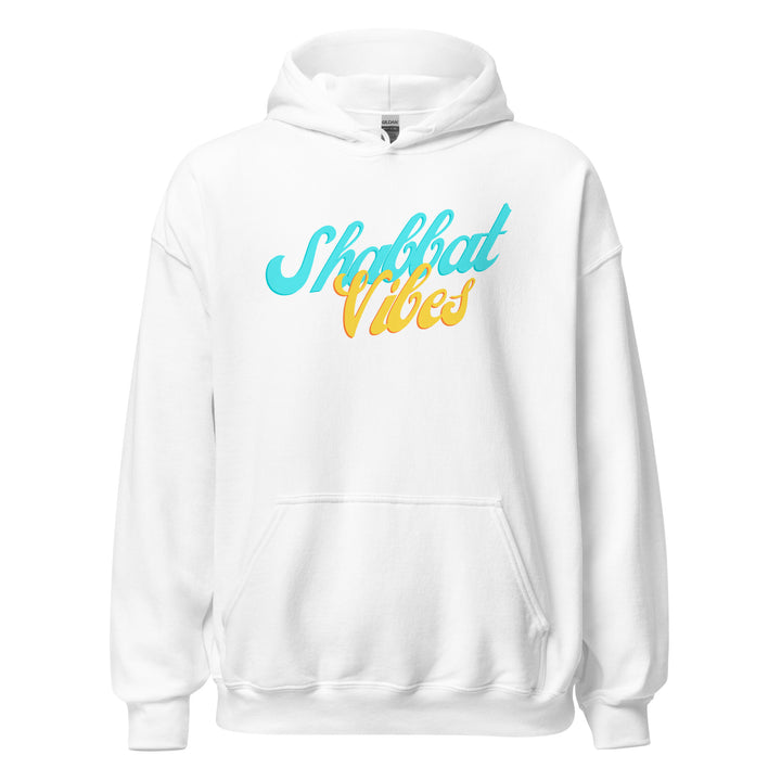 Shabbat Vibes Jewish pride hoodie in White - flat lay