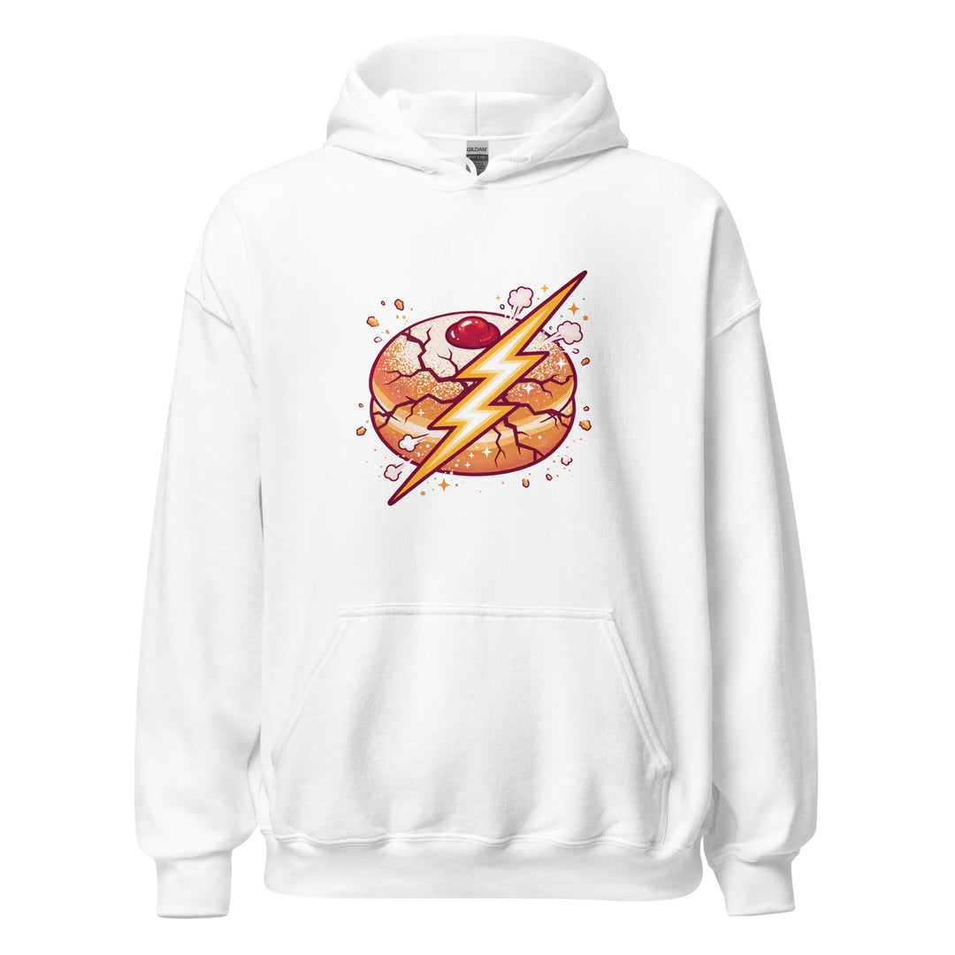 Sufganiyah Lightning Jewish pride hoodie in White - flat lay