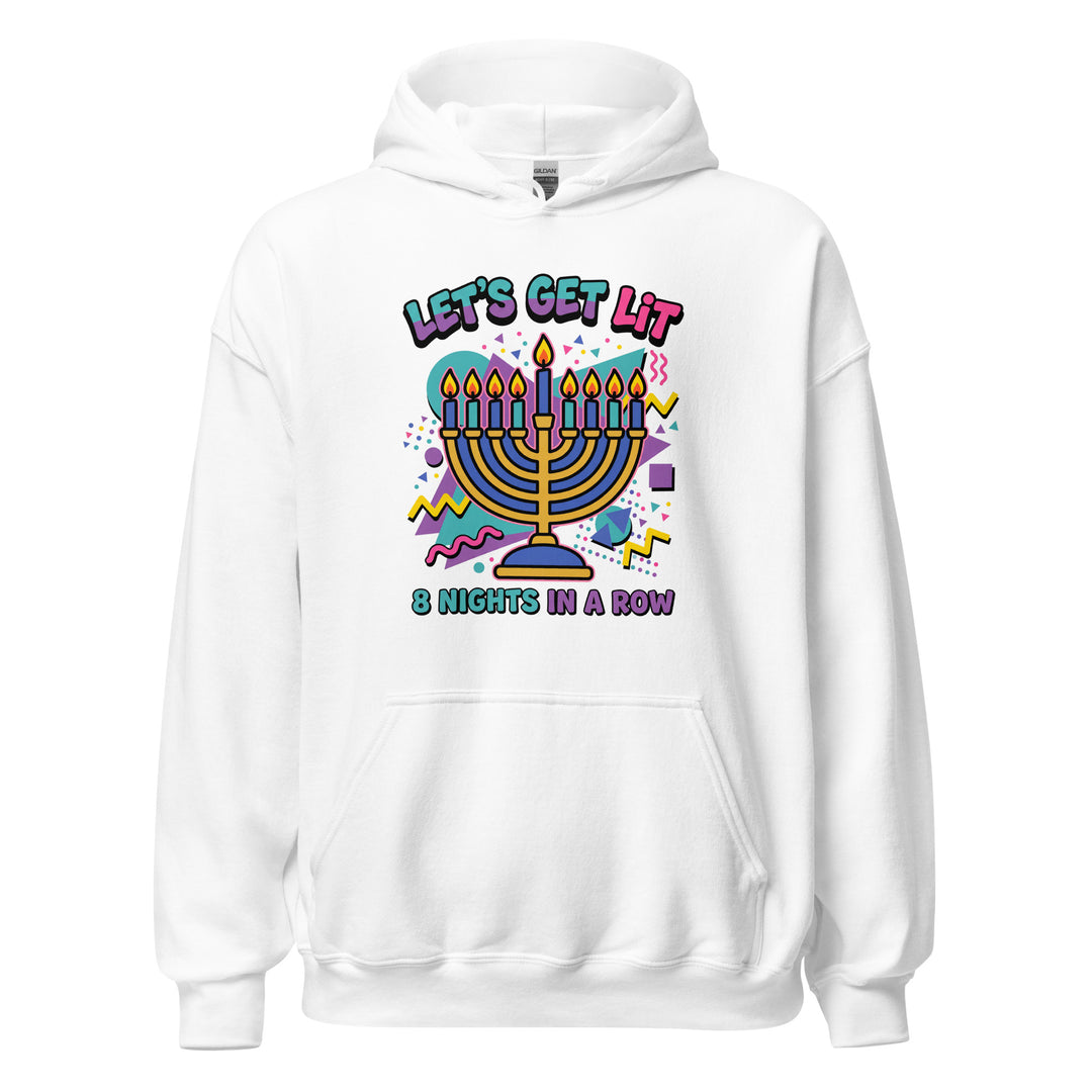 Lets Get Lit 90s Jewish pride hoodie in White - flat lay
