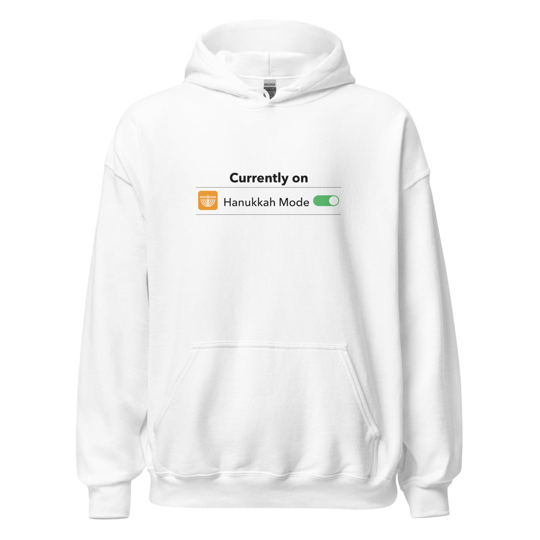 Hanukkah Mode Jewish pride hoodie in White - front view