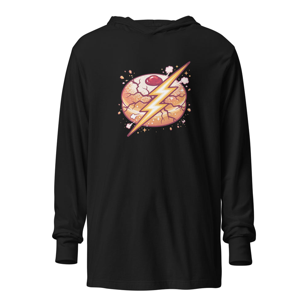 Sufganiyah Lightning Jewish pride long sleeve shirt in Black - back view