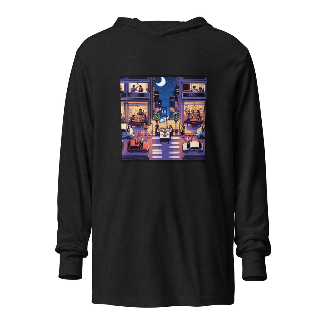 Hooded Long Sleeve Shirt | TLV Nightlife 16 Bit