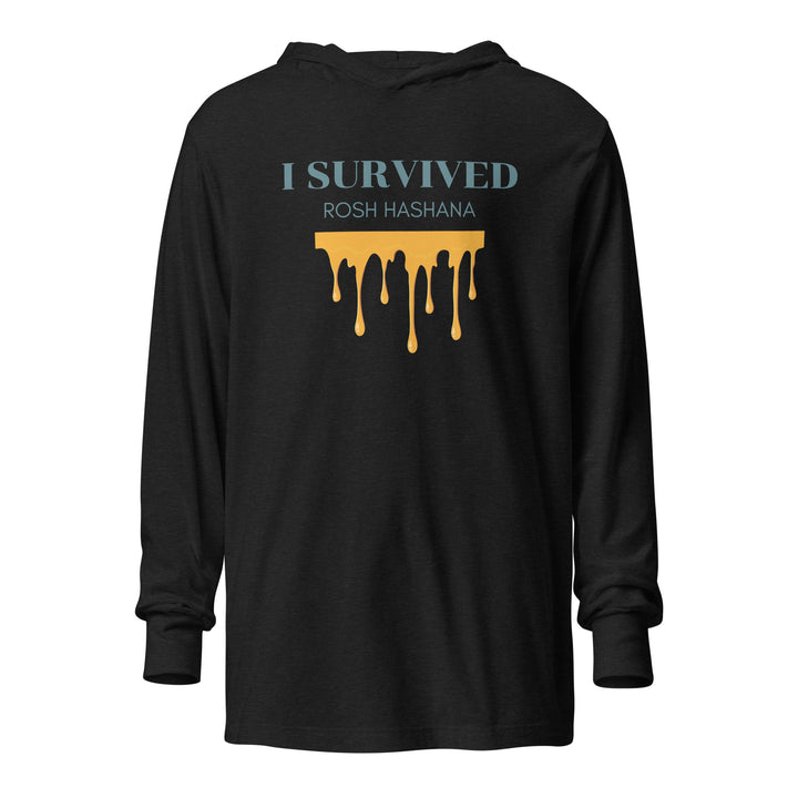 I Survived Rosh HaShana Jewish pride long sleeve shirt in Charcoal-Black Triblend - back view