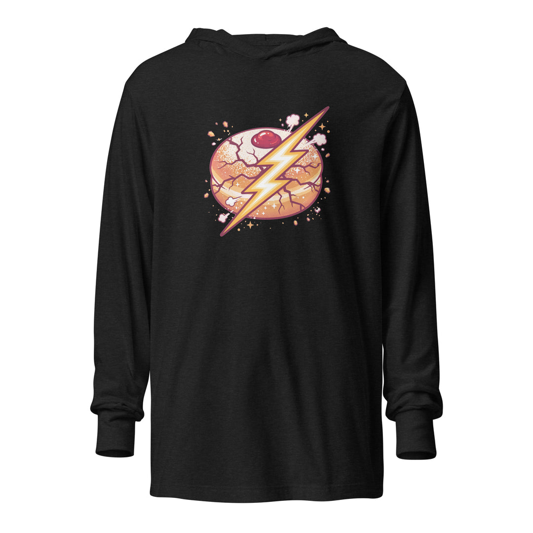 Sufganiyah Lightning Jewish pride long sleeve shirt in Charcoal-Black Triblend - front view