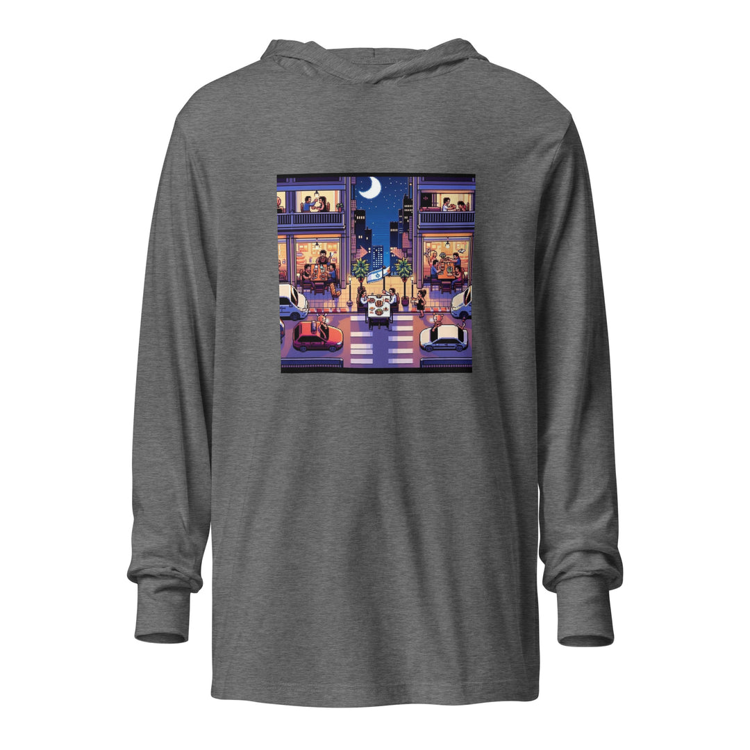 Hooded Long Sleeve Shirt | TLV Nightlife 16 Bit