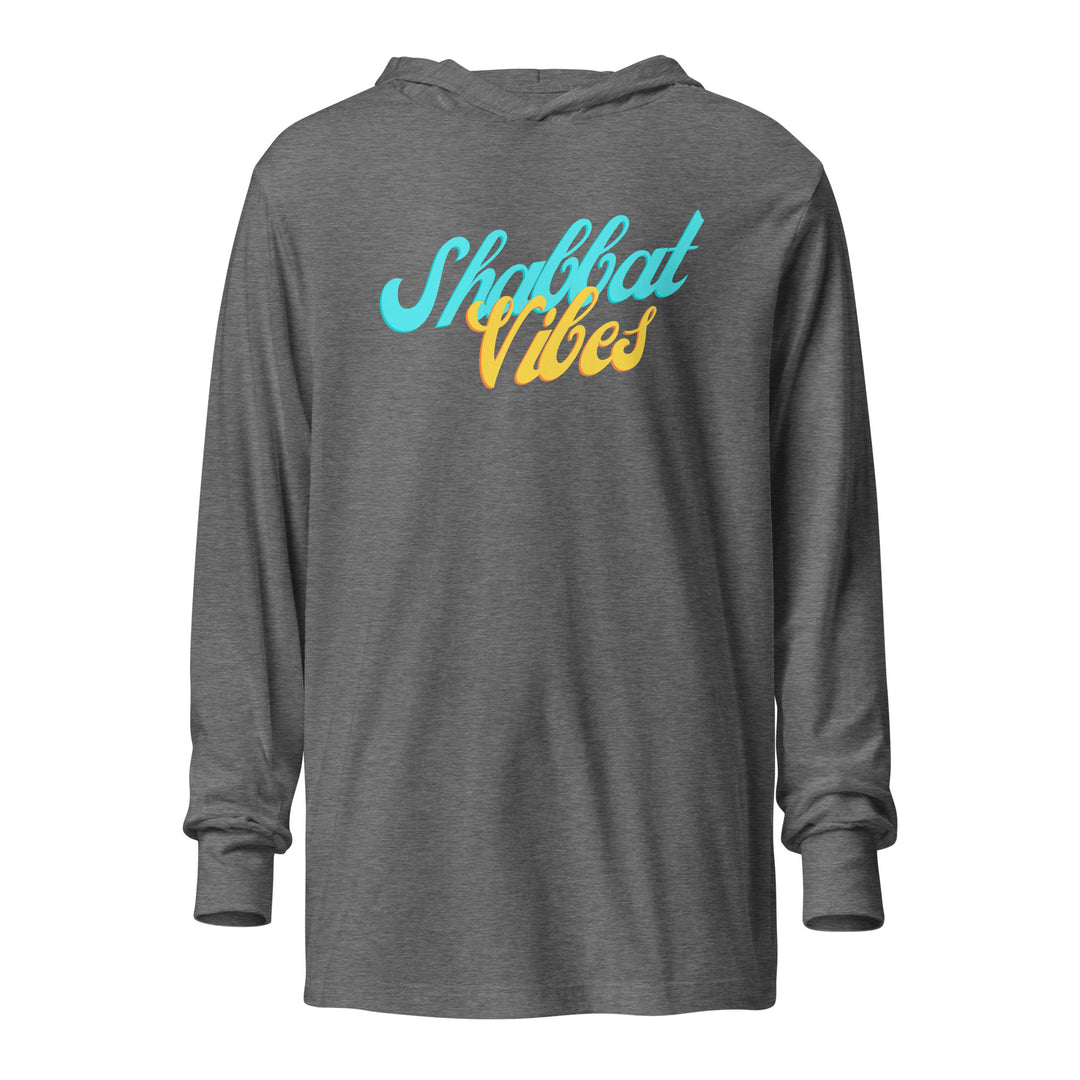 Shabbat Vibes Jewish pride long sleeve shirt in Grey Triblend - close-up