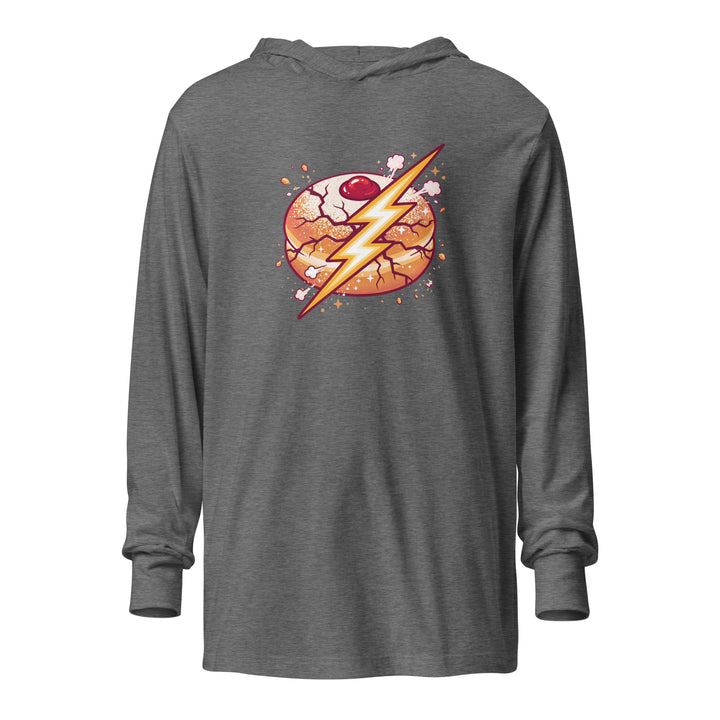Sufganiyah Lightning Jewish pride long sleeve shirt in Grey Triblend - close-up