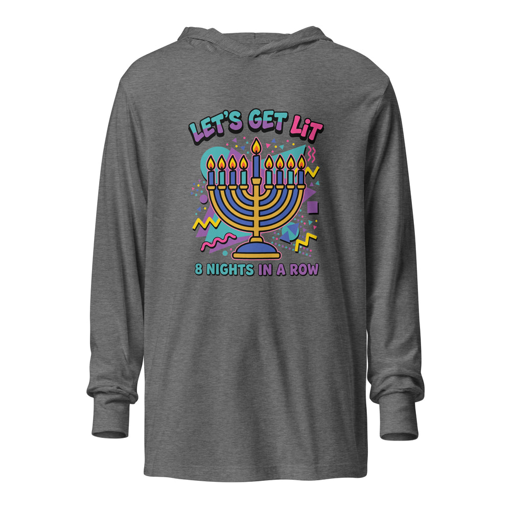 Lets Get Lit 90s Jewish pride long sleeve shirt in Grey Triblend - back view