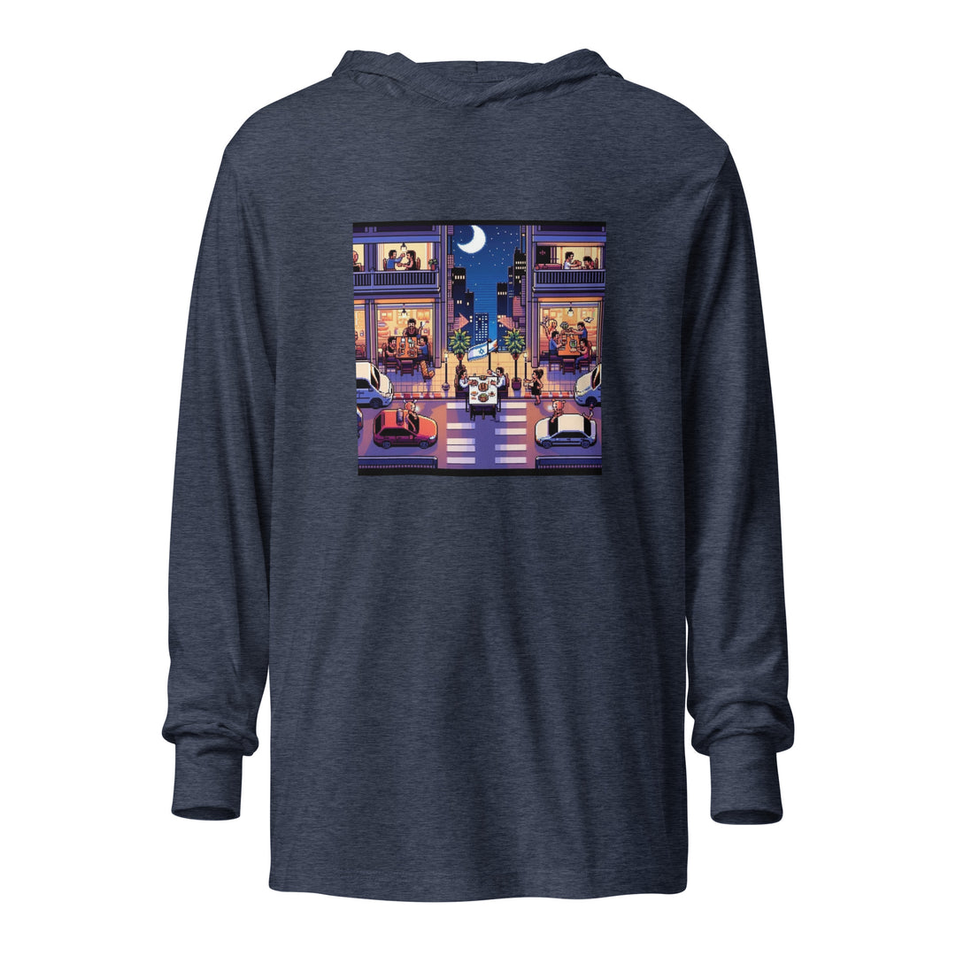 Hooded Long Sleeve Shirt | TLV Nightlife 16 Bit