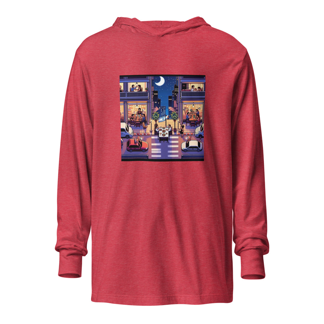 Hooded Long Sleeve Shirt | TLV Nightlife 16 Bit