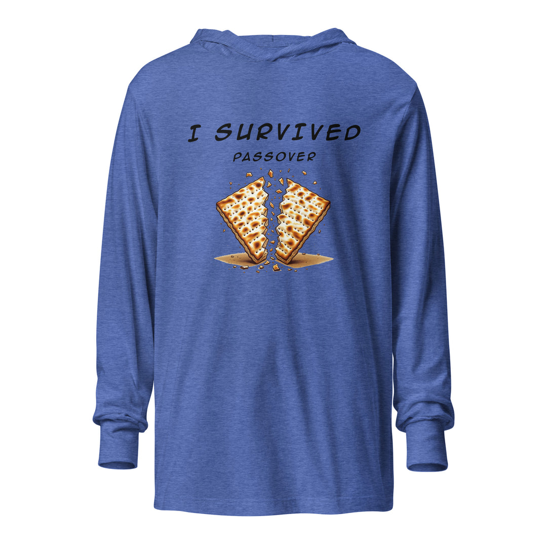Passover Jewish pride long sleeve shirt in Heather True Royal - lifestyle shot