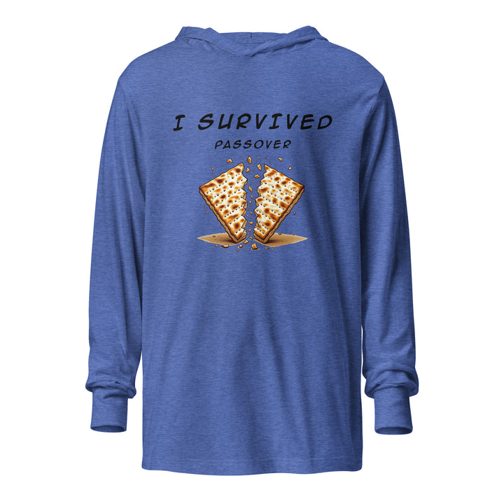 Passover Jewish pride long sleeve shirt in Heather True Royal - lifestyle shot