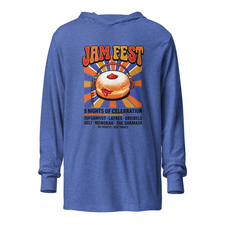 Jam Fest 8 Nights Jewish pride long sleeve shirt in Heather True Royal - back view