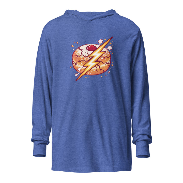 Sufganiyah Lightning Jewish pride long sleeve shirt in Heather True Royal - flat lay