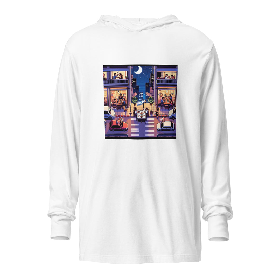 Hooded Long Sleeve Shirt | TLV Nightlife 16 Bit
